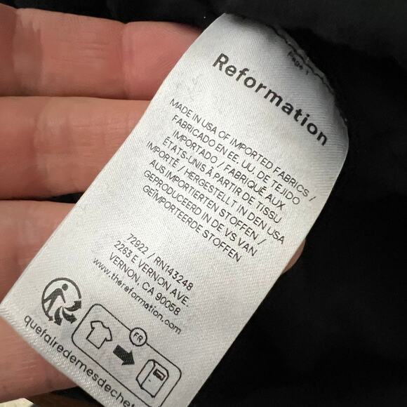 Reformation Rosemond Linen Dress Black Back Scoop Size 10 - Picture 8 of 9